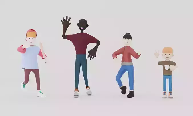 Multiethnic group characters of different nationality