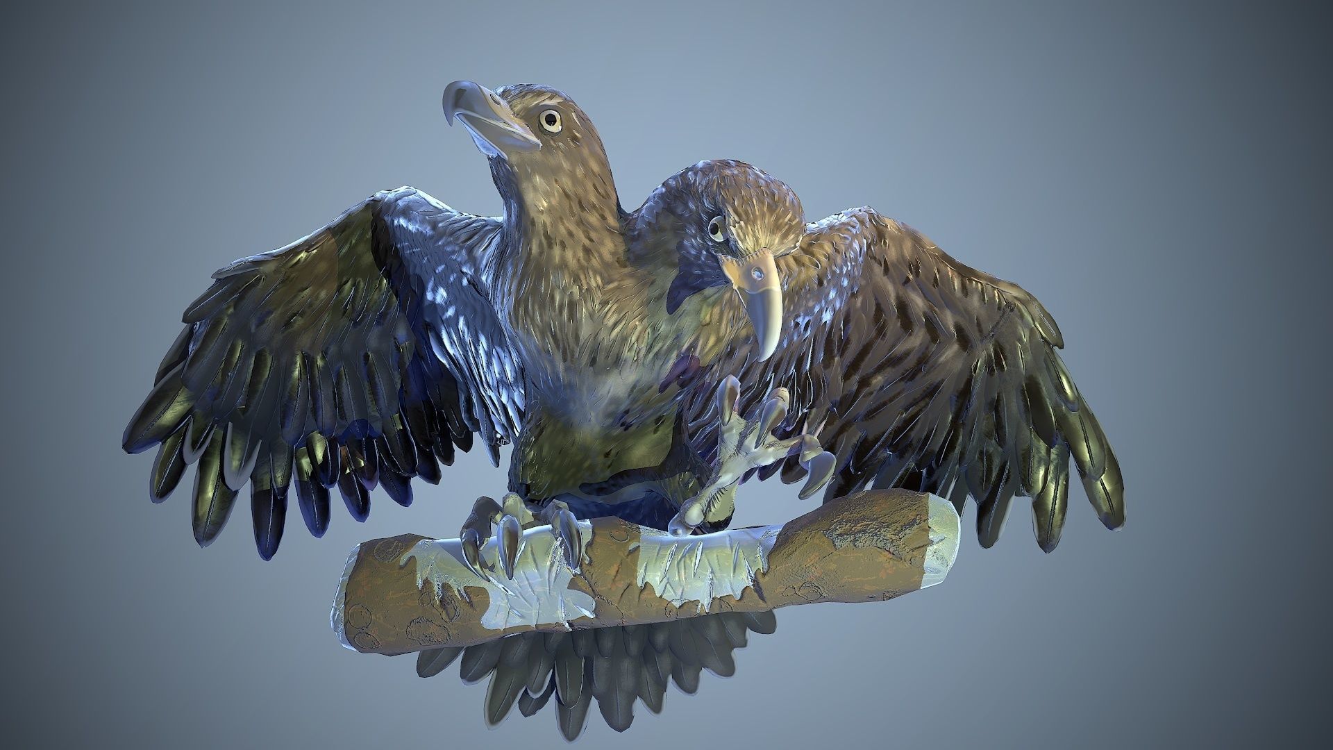 two-headed eagle Low-poly 3D model_8