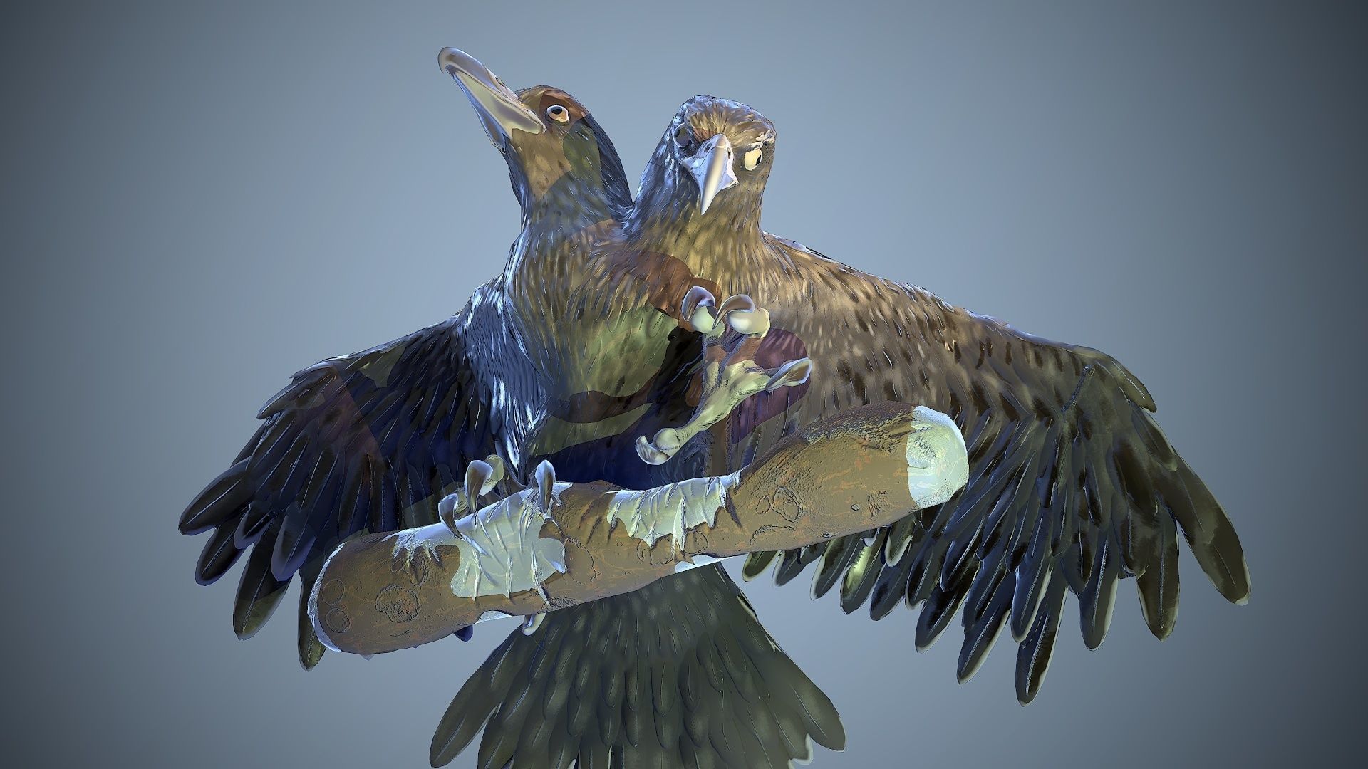 two-headed eagle Low-poly 3D model_9