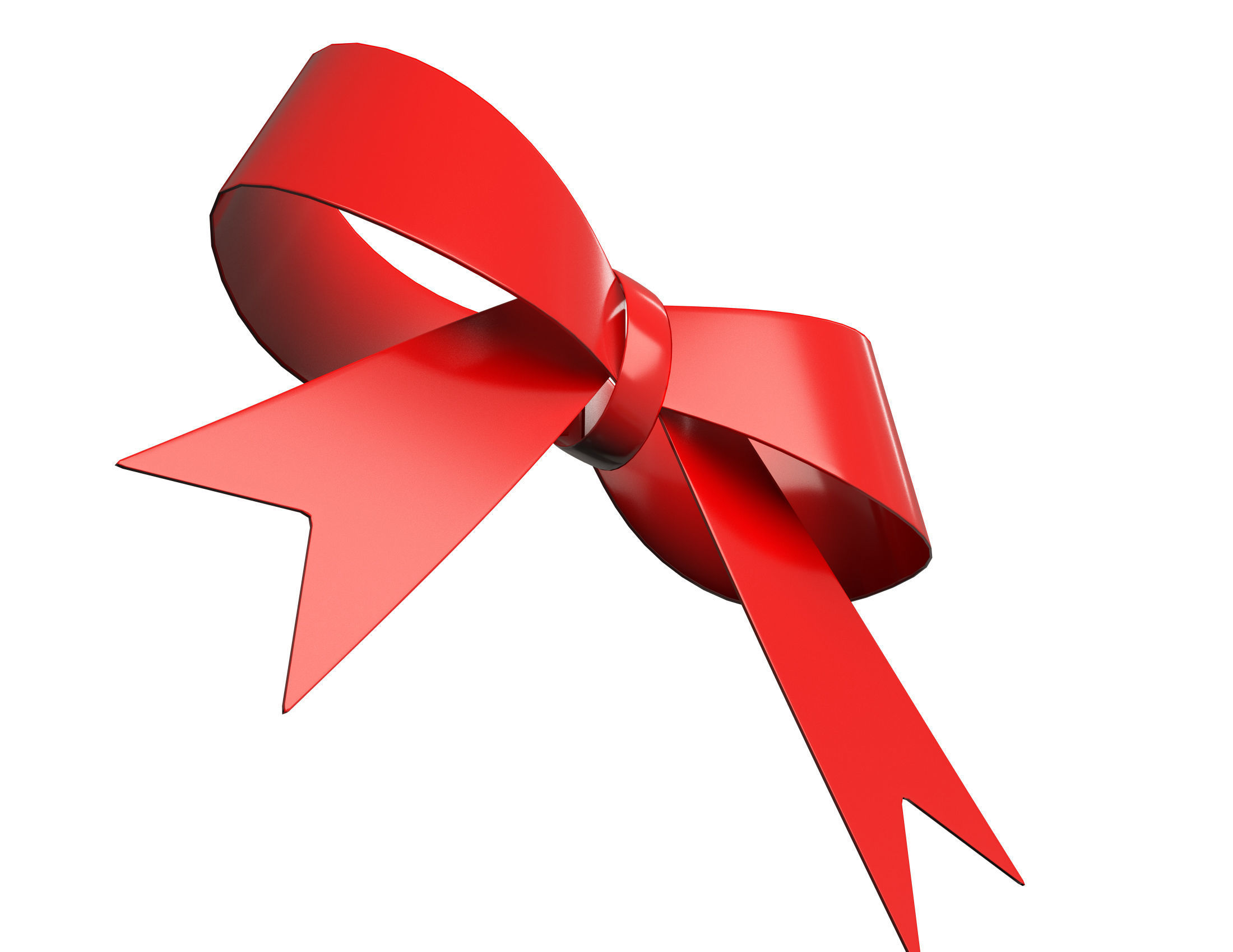 Gift ribbon red simple cartoon Low-poly 3D model_3