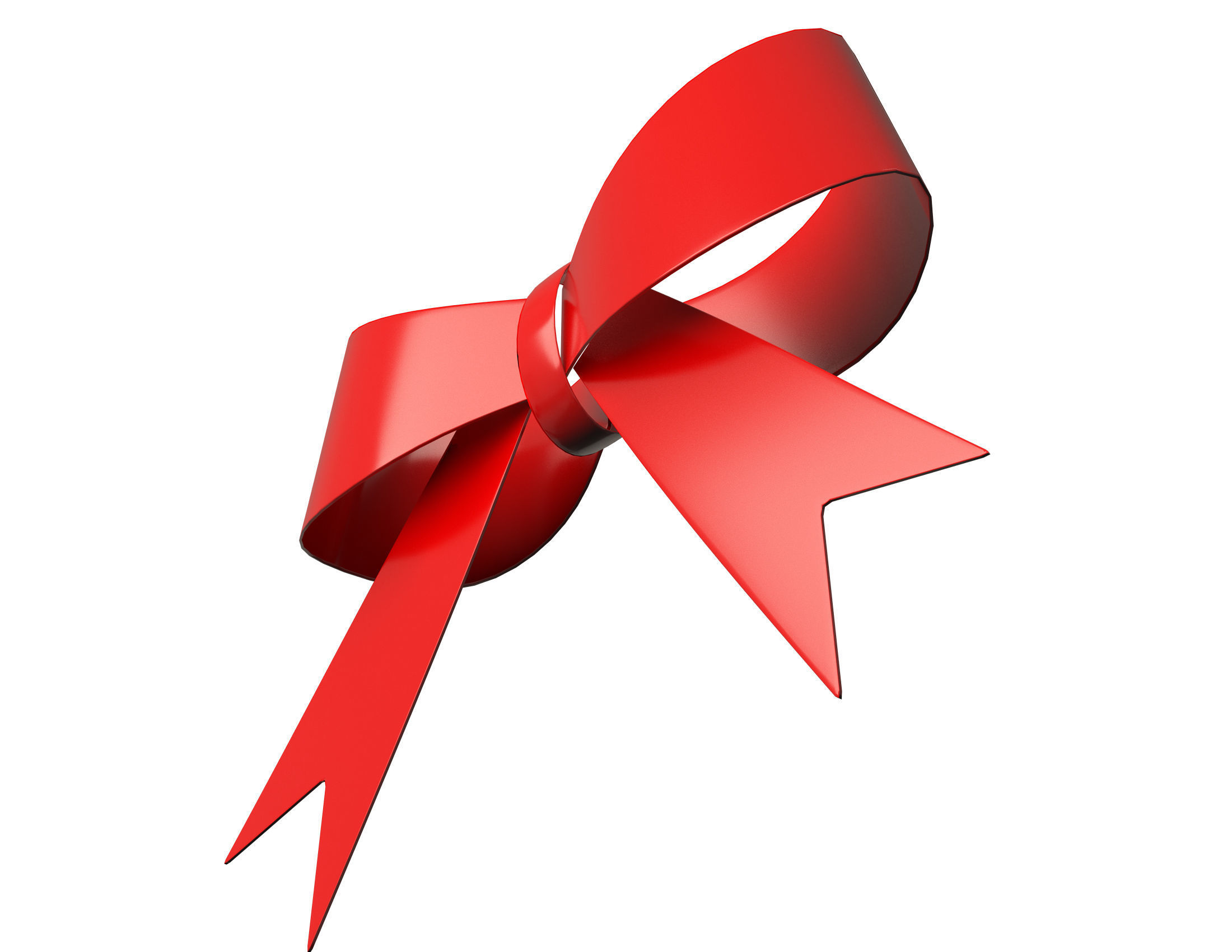 Gift ribbon red simple cartoon Low-poly 3D model_4