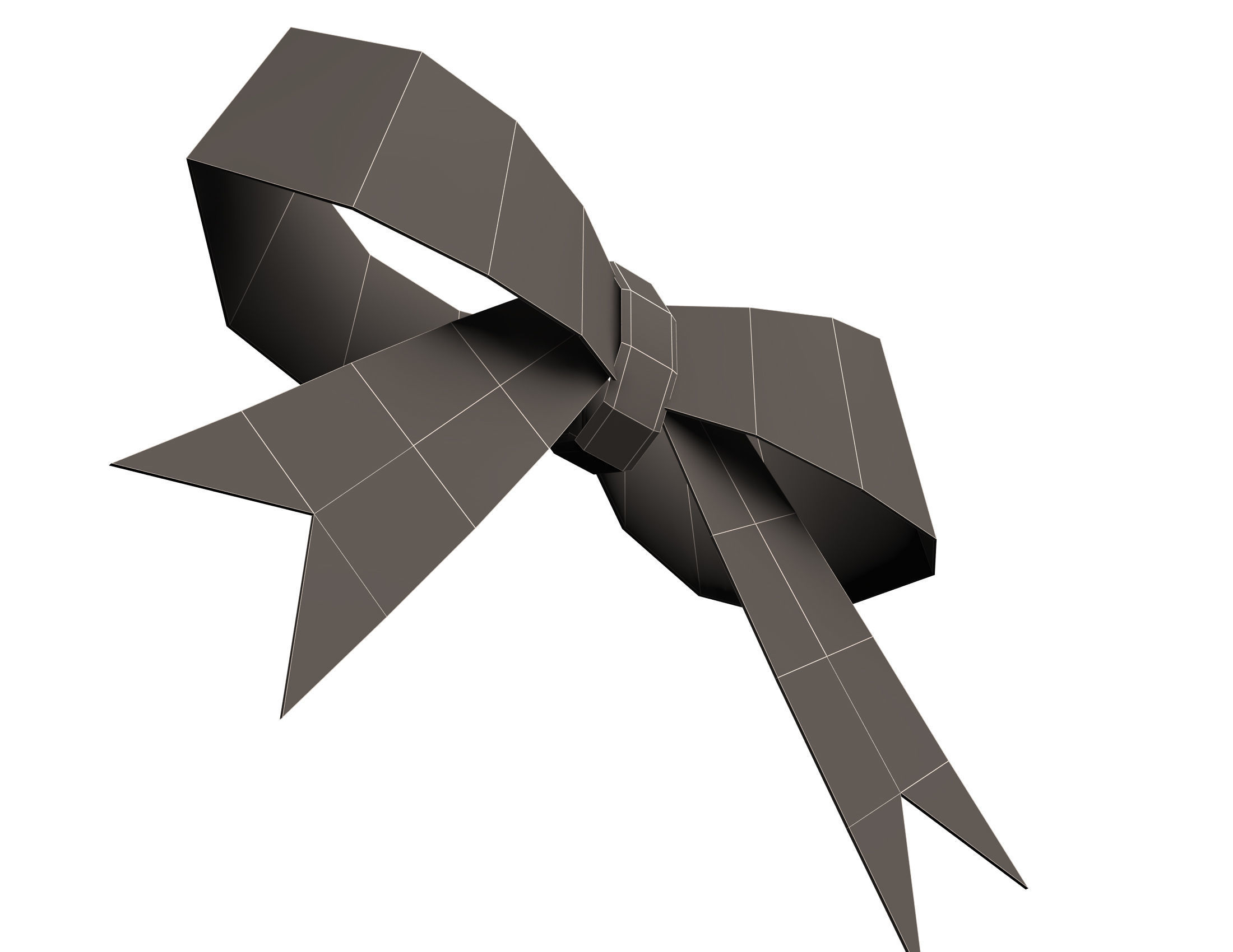 Gift ribbon red simple cartoon Low-poly 3D model_9