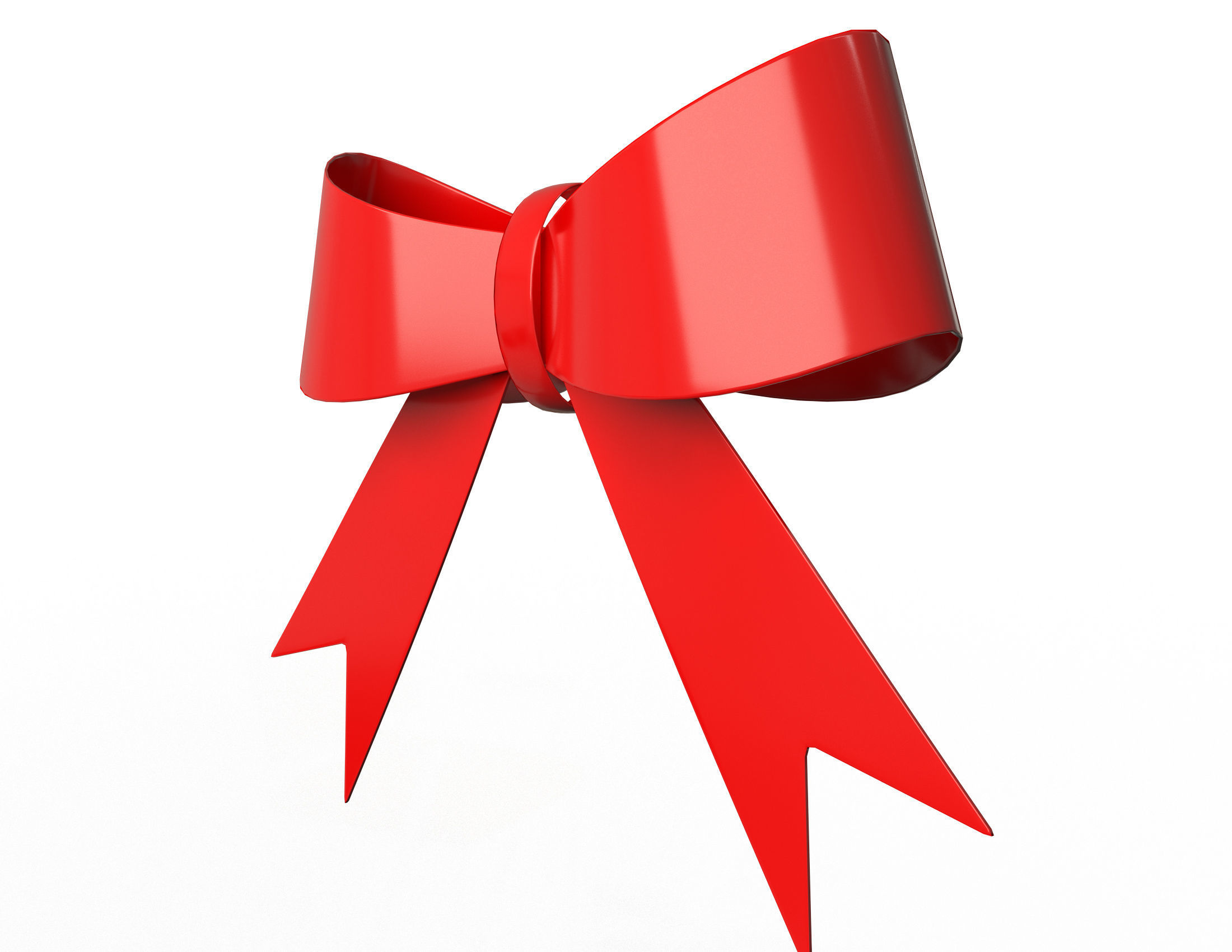 Gift ribbon red simple cartoon Low-poly 3D model_2
