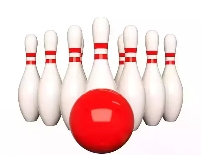Bowling Ball and Pins Low-poly 3D model