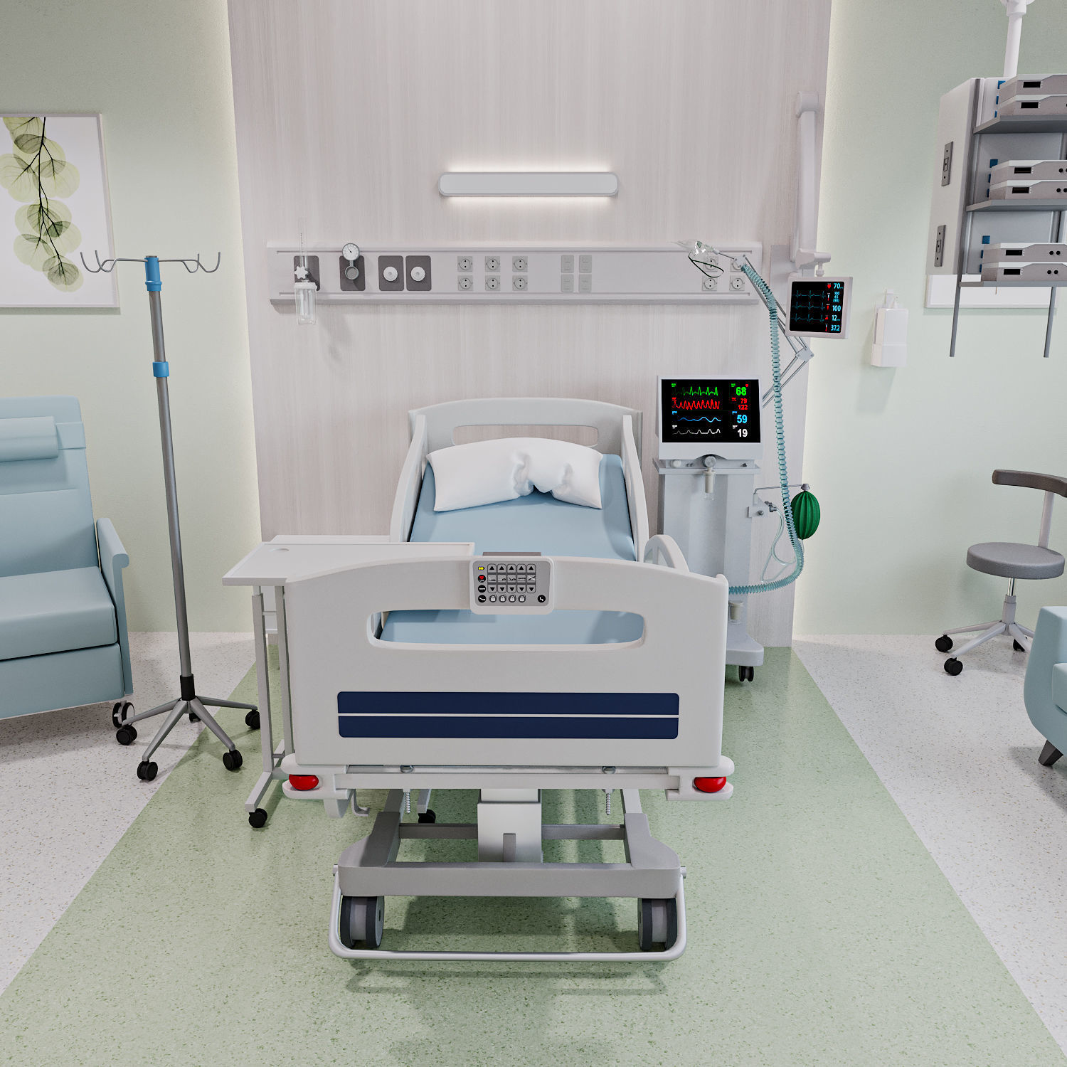 Medical Patient Room 3D 3D model_2