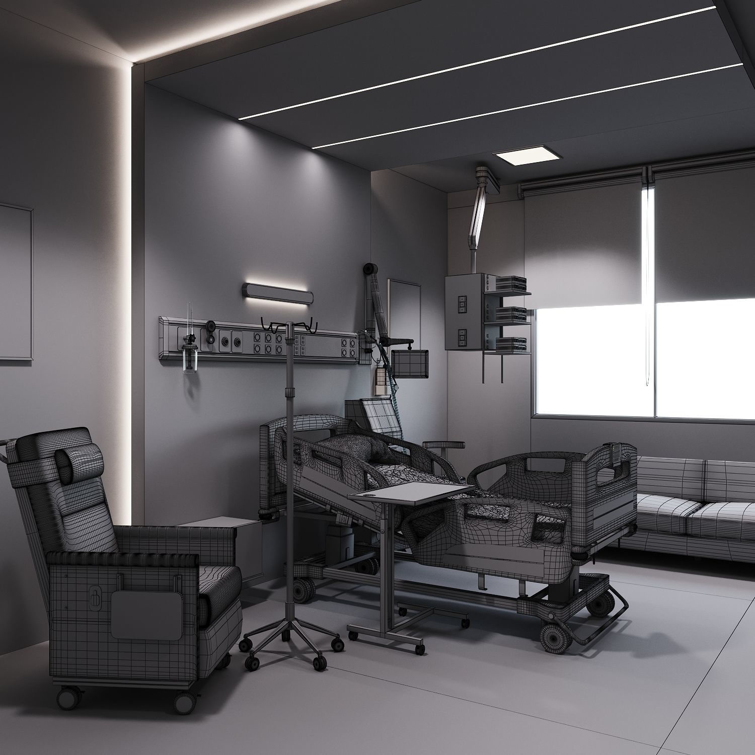 Medical Patient Room 3D 3D model_9