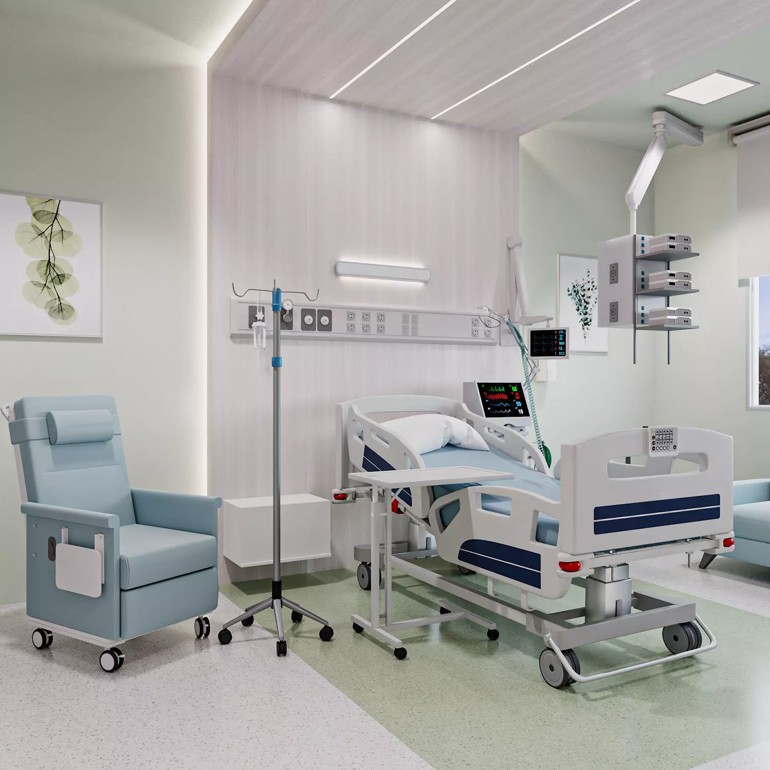 Medical Patient Room 3D 3D model_0