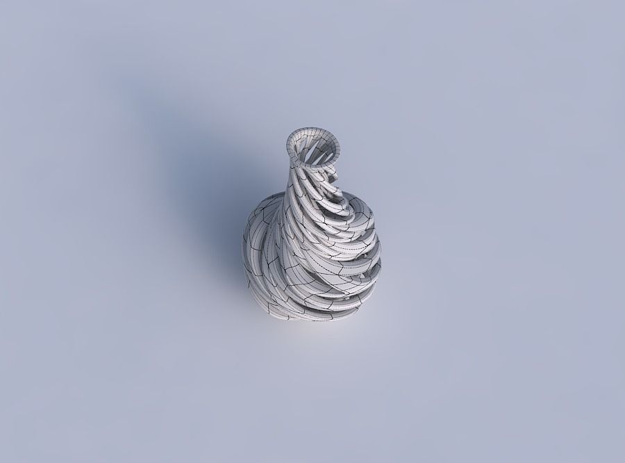 Vase bulged bottom with intertwining lines very twisted wavy 3D print model_6
