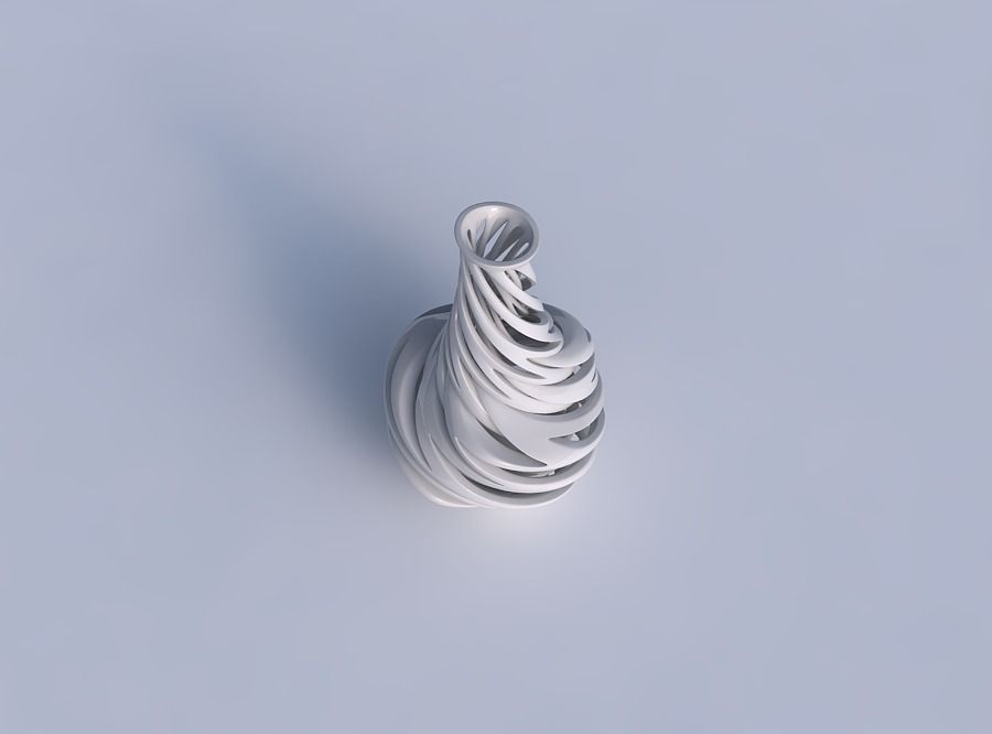 Vase bulged bottom with intertwining lines very twisted wavy 3D print model_1