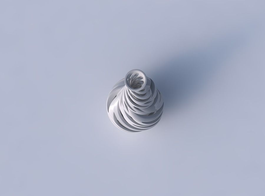 Vase bulged bottom with intertwining lines very twisted wavy 3D print model_2