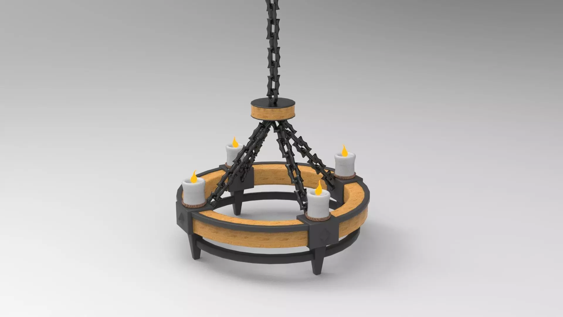 Chandelier candle hanging from chain Low-poly 3D model