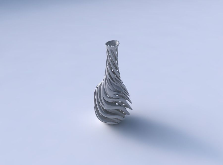 Vase bulged bottom with intertwining lines very twisted and t... 3D print model_3