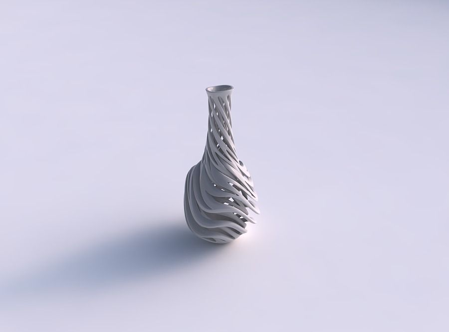 Vase bulged bottom with intertwining lines very twisted and t... 3D print model_0