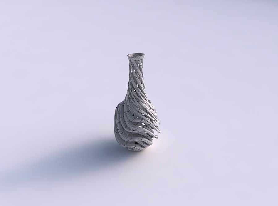Vase bulged bottom with intertwining lines very twisted and t... 3D print model_5