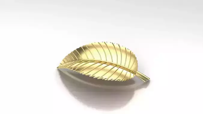 Leaf 3D print model gold brooch 3D print model