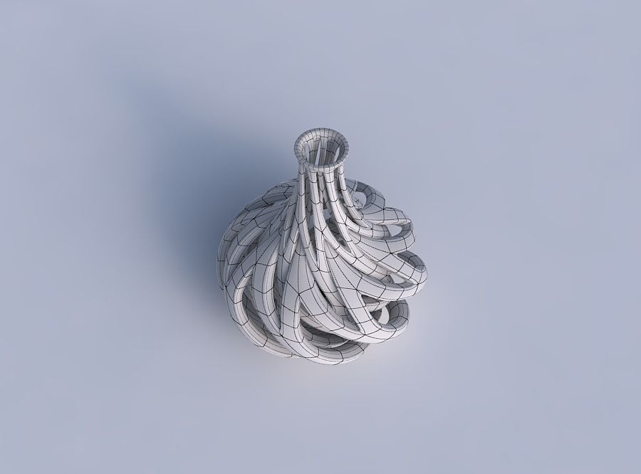Vase bulged bottom with intertwining lines twisted and tapered 2 3D print model_6