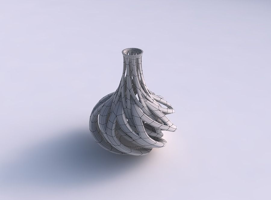Vase bulged bottom with intertwining lines twisted and tapered 2 3D print model_5
