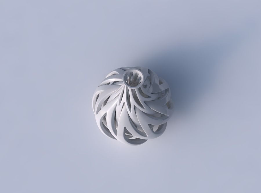 Vase bulged bottom with intertwining lines twisted and tapered 2 3D print model_2