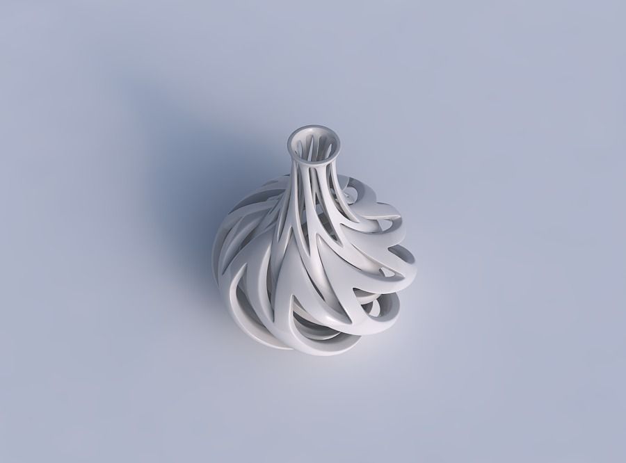 Vase bulged bottom with intertwining lines twisted and tapered 2 3D print model_1