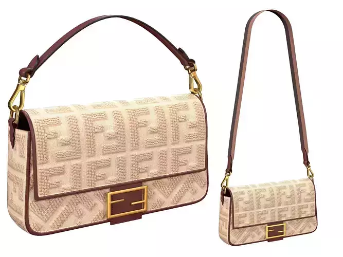 Fendi Baguette Bag Beige Low-poly 3D model