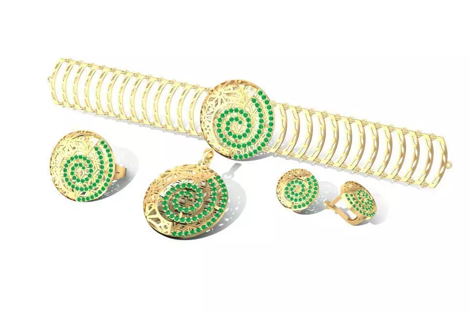 Luxury Spiral Jewelry Set Bracelet Ring Earrings 3D Model 2137 3D print model