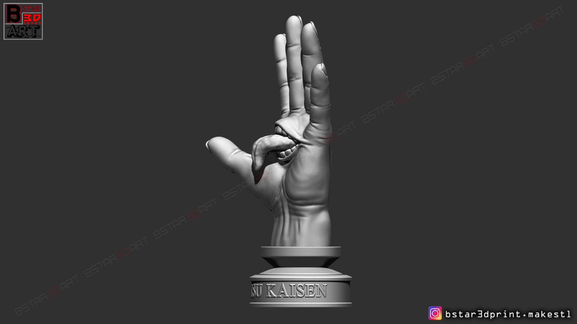 Yuji Itadori hand - Sukuna mouth - Jujutsu Kaisen Cosplay Decor 3D print model_14