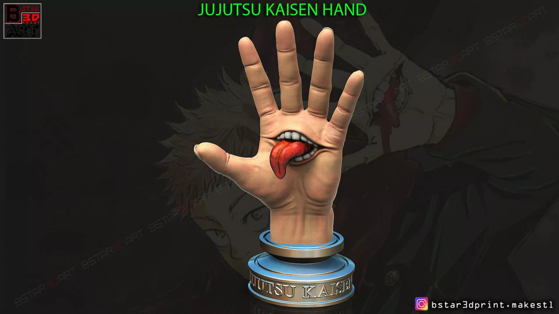 Yuji Itadori hand - Sukuna mouth - Jujutsu Kaisen Cosplay Decor 3D print model_0