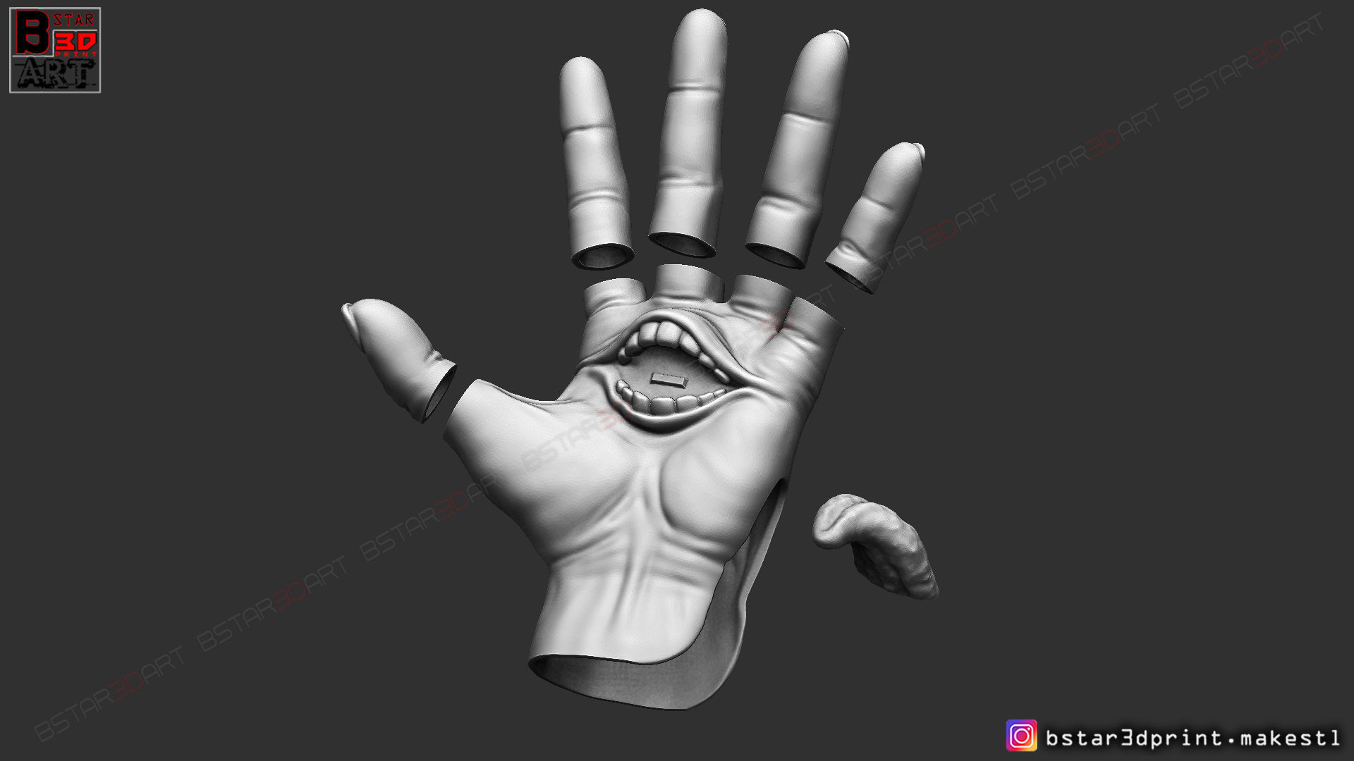 Yuji Itadori hand - Sukuna mouth - Jujutsu Kaisen Cosplay Decor 3D print model_31