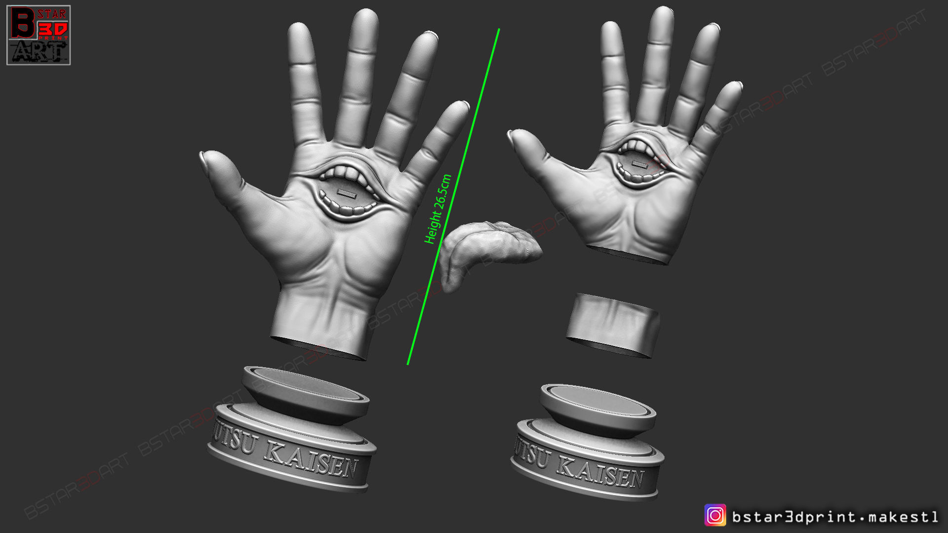 Yuji Itadori hand - Sukuna mouth - Jujutsu Kaisen Cosplay Decor 3D print model_22