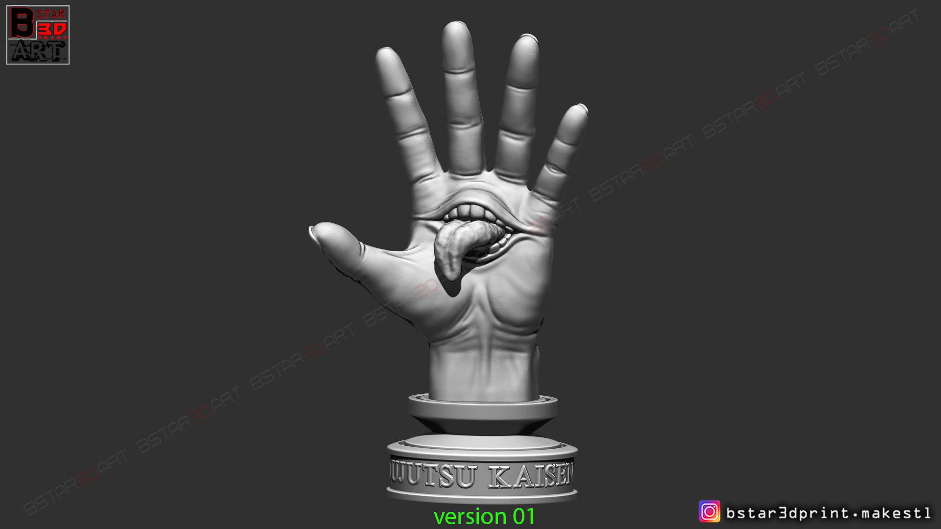 Yuji Itadori hand - Sukuna mouth - Jujutsu Kaisen Cosplay Decor 3D print model_13