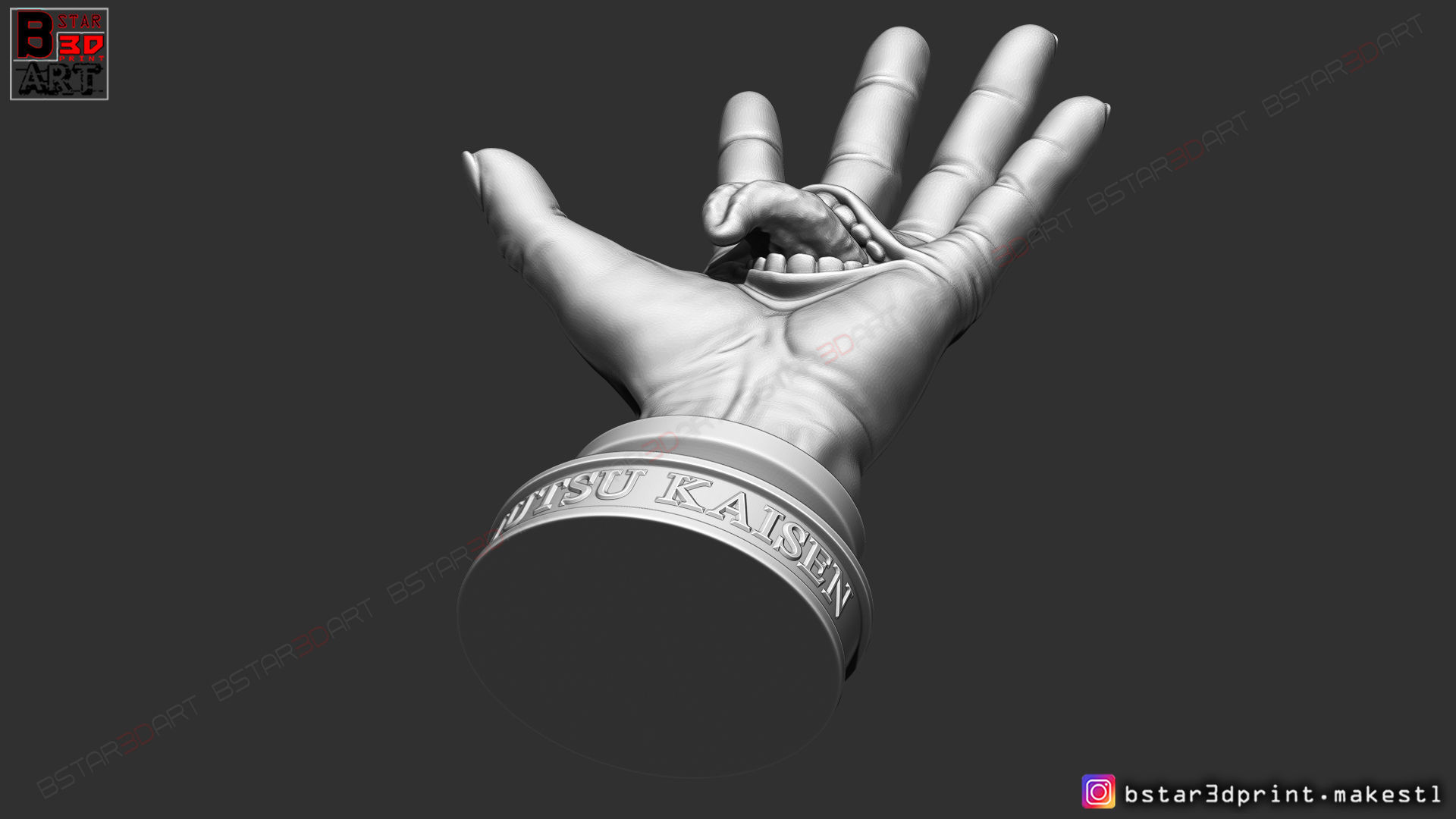 Yuji Itadori hand - Sukuna mouth - Jujutsu Kaisen Cosplay Decor 3D print model_21