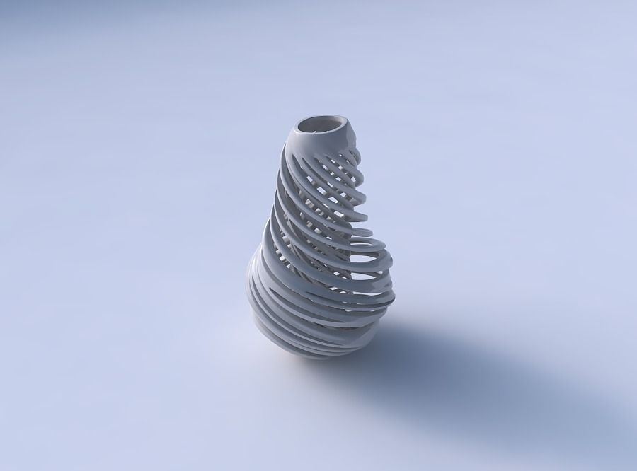 Vase bulb with twisted inner and outer lines very twisted wavy 3D print model_3