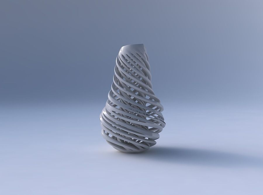 Vase bulb with twisted inner and outer lines very twisted wavy 3D print model_4