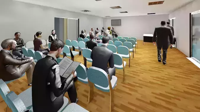 Hospital with interion beds and desks