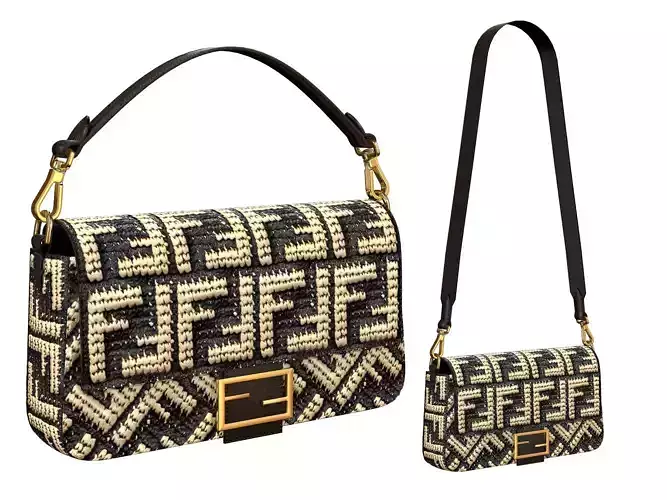 Fendi Baguette Bag Black Low-poly 3D model