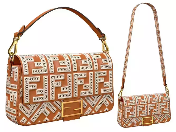 Fendi Baguette Bag Brown Leather Low-poly 3D model