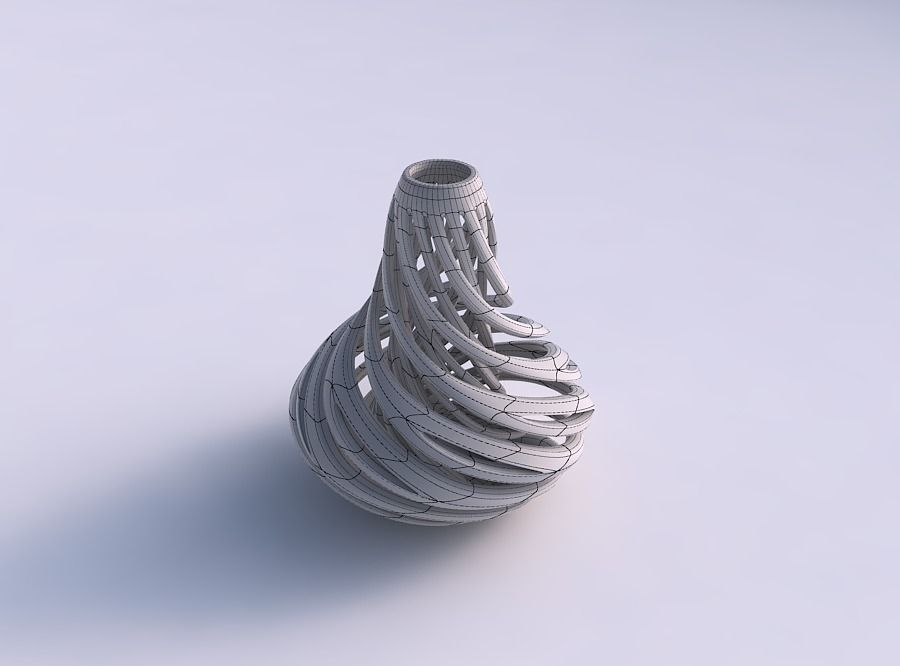 Vase bulb with twisted inner and outer lines twisted and tape... 3D print model_5