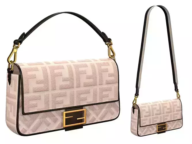 Fendi Baguette Bag Cream Low-poly 3D model