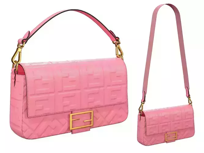 Fendi Baguette Bag Pink Low-poly 3D model