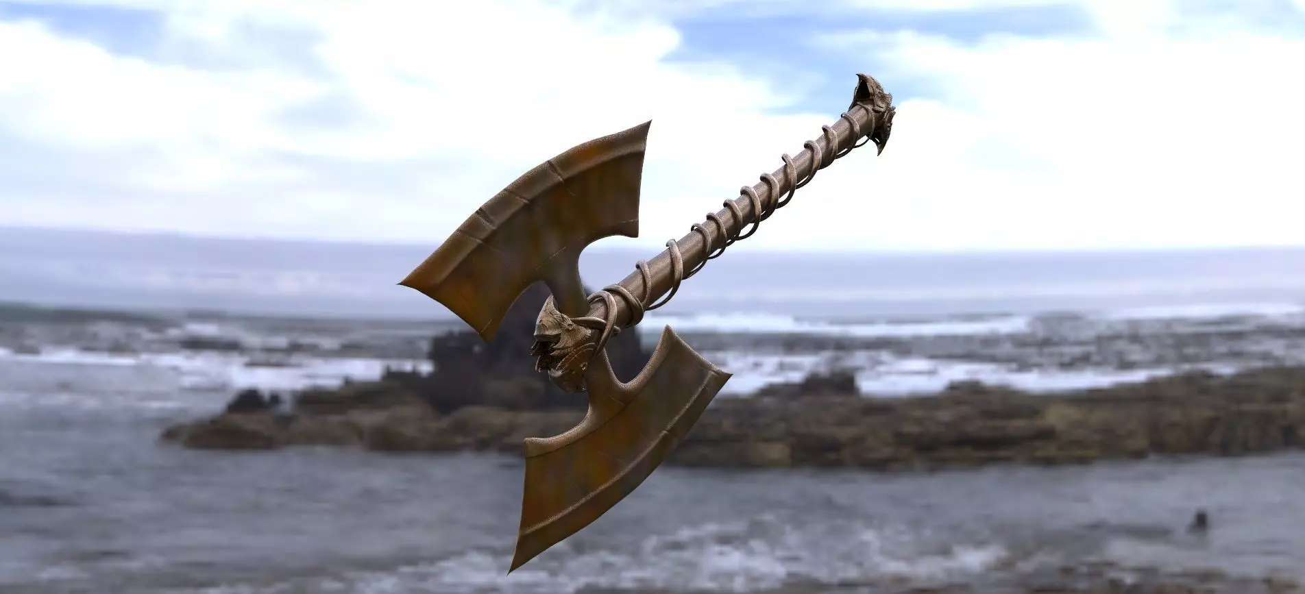 Axe Banded handle 3D model_0