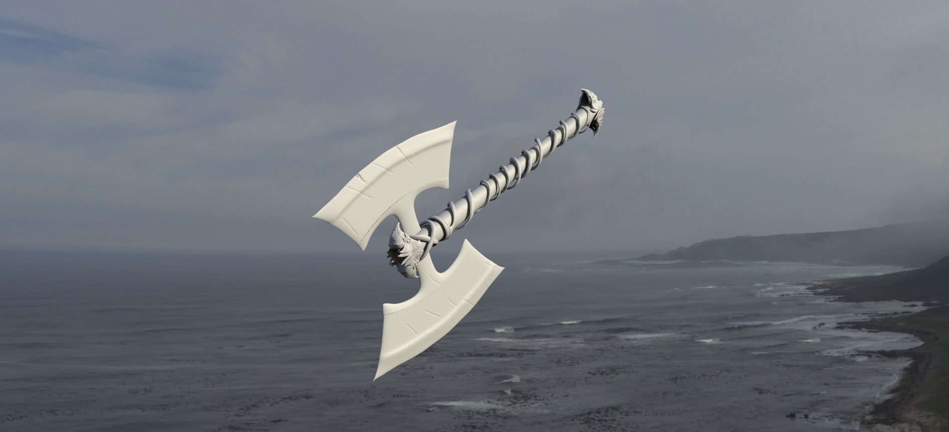 Axe Banded handle 3D model_1