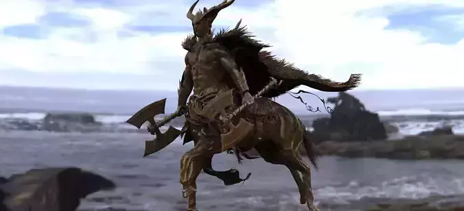 Centaur demon riding horse near ocean 3D model