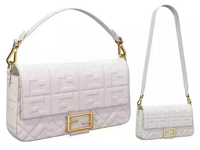 Fendi Baguette Bag White Leather Low-poly 3D model