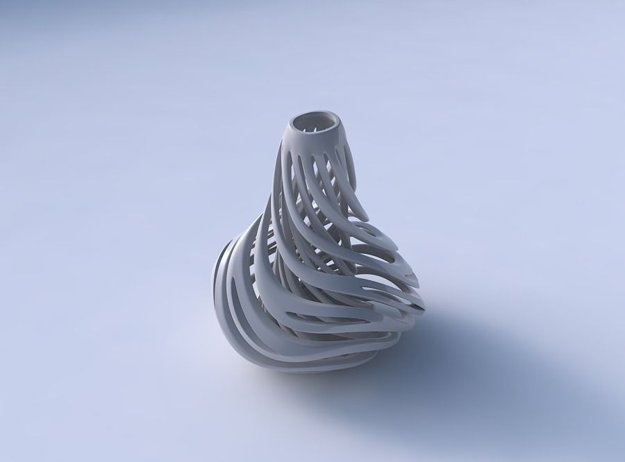 Vase bulb with twisted inner and outer lines twisted and tape... 3D print model_3