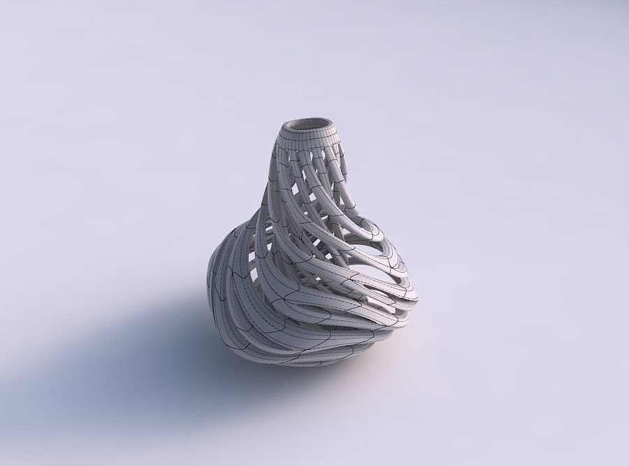 Vase bulb with twisted inner and outer lines twisted and tape... 3D print model_5