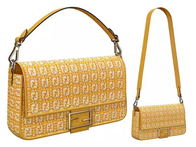 Fendi Baguette Bag Yellow Leather Low-poly 3D model