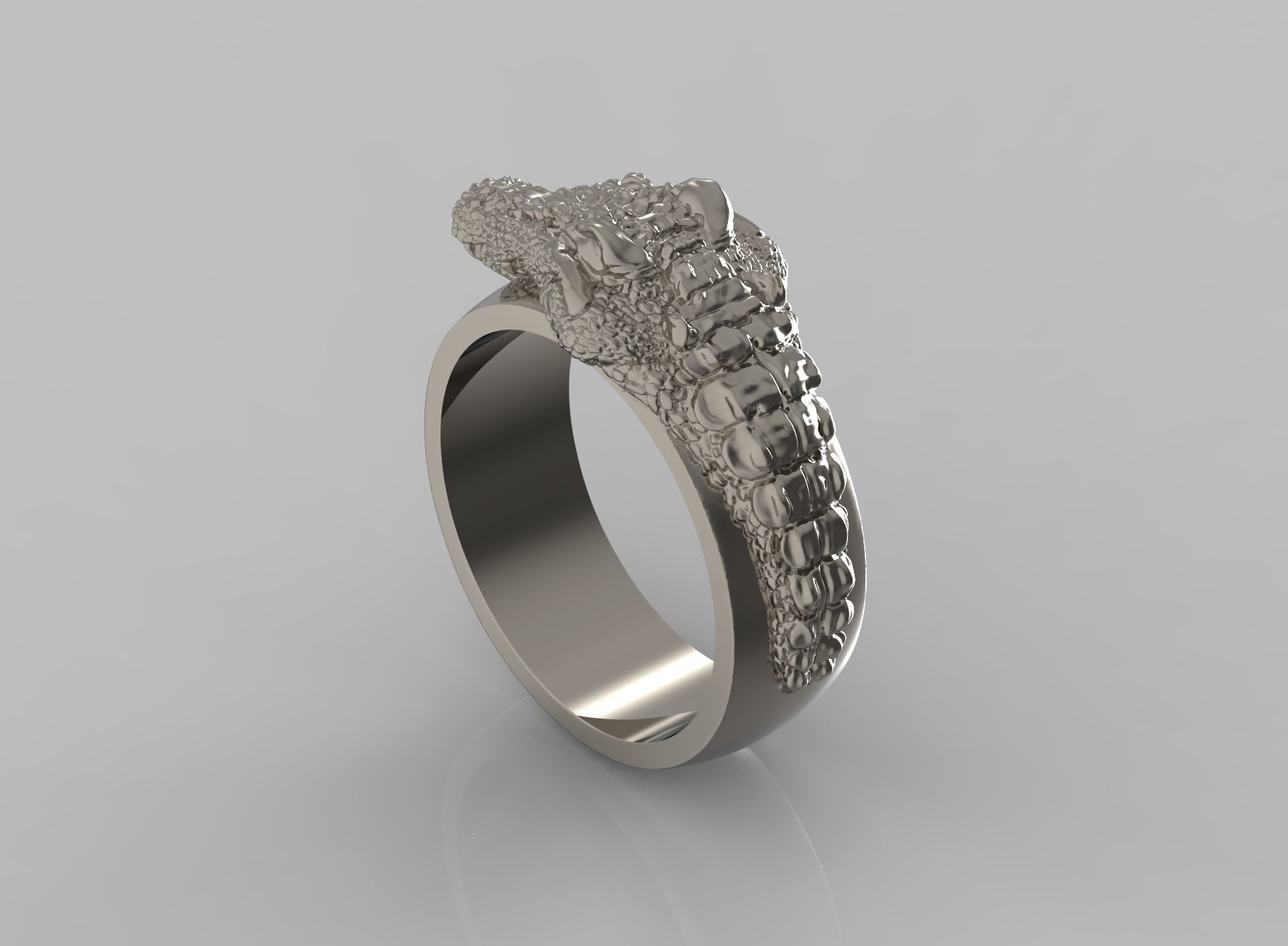 Crocodile ring  N-260 3D print model_2