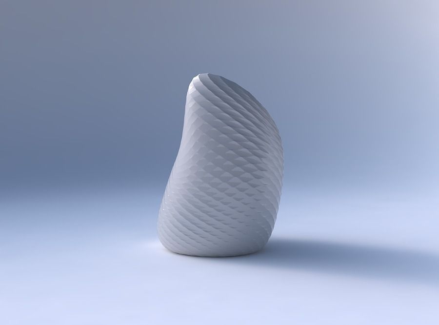 Vase Tide with twisted diagonal grid pattern 3D print model_4