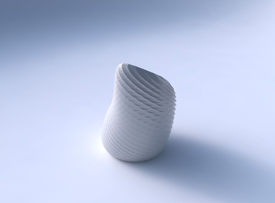 Vase Tide with twisted diagonal grid pattern 3D print model_3