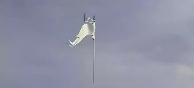 Flag 3d wind turbine flying in sky 3D model